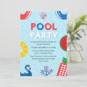 Patriotisches 4. Juli Summer Pool Party Einladung (Stehend Vorderseite)