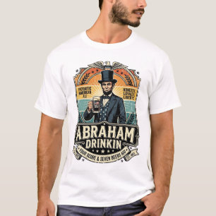 Patriotisches Abraham Trinken Retro abgenutztes T- T-Shirt