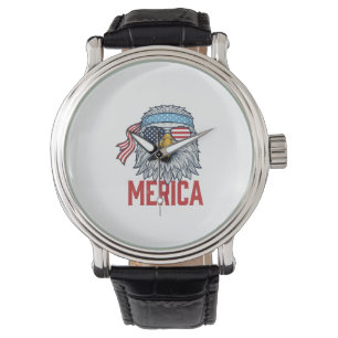 Patriotisches Adler Merica Vintage Gravur Shirt De Armbanduhr