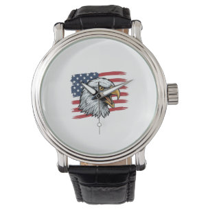 Patriotisches Adlerflagge Vintage-Vektordesign_1 Armbanduhr