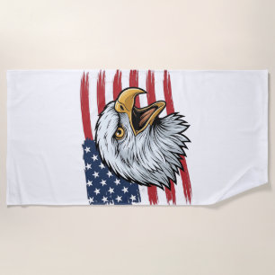 Patriotisches Adlerflagge Vintage-Vektordesign_1 Strandtuch