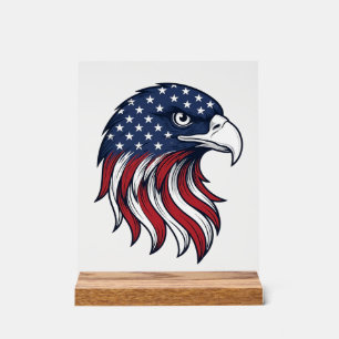 Patriotisches Adlerflaggen-Vektordesign für weißes Acrylschild