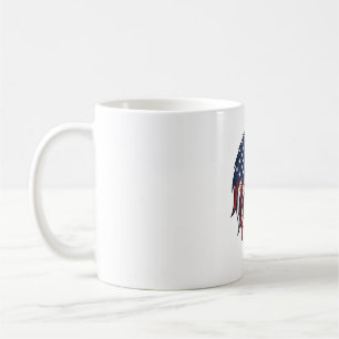 Patriotisches Adlerflaggen-Vektordesign für weißes Kaffeetasse