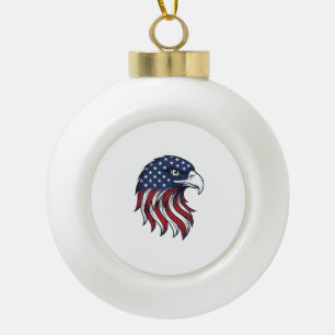 Patriotisches Adlerflaggen-Vektordesign für weißes Keramik Kugel-Ornament