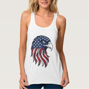 Patriotisches Adlerflaggen-Vektordesign für weißes Tank Top