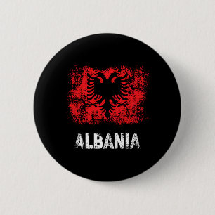 Patriotisches Albanien-Shirt mit abgenutzter alban Button