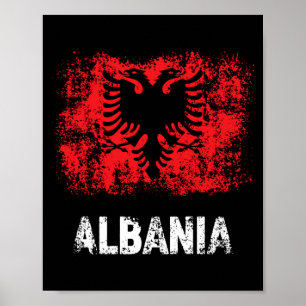 Patriotisches Albanien-Shirt mit abgenutzter alban Poster