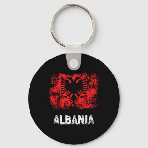 Patriotisches Albanien-Shirt mit abgenutzter alban Schlüsselanhänger