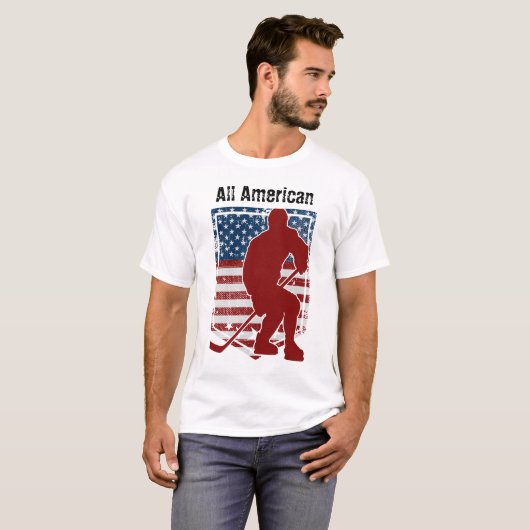 Patriotisches Allamerikanisches Hockey Vintag ersc T-Shirt (Vorne ganz)