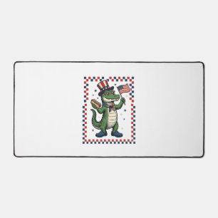 Patriotisches Alligator Hot Dog Flag Vintage-Shirt Schreibtischunterlage