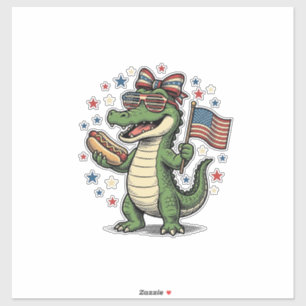 Patriotisches Alligator Hot Dog Vintage Vector Shi Aufkleber