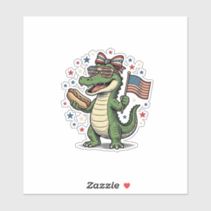 Patriotisches Alligator Hot Dog Vintage Vector Shi Aufkleber