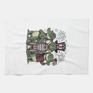 Patriotisches Alligator-Trio Vintage Fourth of Jul Geschirrtuch