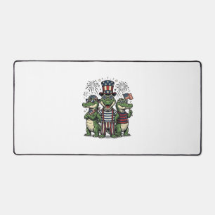 Patriotisches Alligator-Trio Vintage Fourth of Jul Schreibtischunterlage