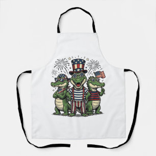 Patriotisches Alligator-Trio Vintage Fourth of Jul Schürze