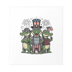 Patriotisches Alligator-Trio Vintage-Vierter-Juli- Notizblock