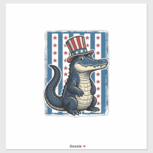 Patriotisches Alligator-Vintage-Stich-Shirt-Design Aufkleber