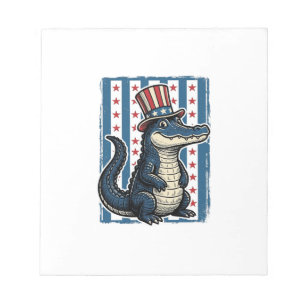 Patriotisches Alligator-Vintage-Stich-Shirt-Design Notizblock