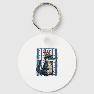 Patriotisches Alligator-Vintage-Stich-Shirt-Design Schlüsselanhänger