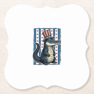 Patriotisches Alligator-Vintage-Stich-Shirt-Design Untersetzer