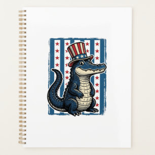 Patriotisches Alligator-Vintage-Stickerei-Shirt-De Planer