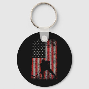 Patriotisches American Flag Eishockey-Geschenk Hoc Schlüsselanhänger