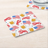 Patriotisches American Flag Hummer Beer Star Party Rechteckiger Pappuntersetzer (angewinkelt)