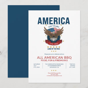 Patriotisches Amerika 250. All American BBQ USA Ad Einladung