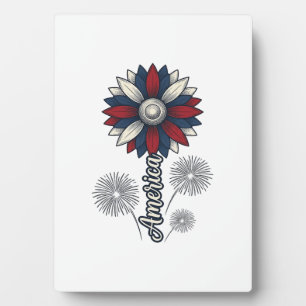 Patriotisches Amerika-Blumen-Feuerwerk-Vektordesig Fotoplatte