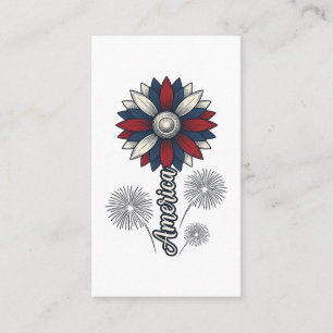 Patriotisches Amerika-Blumen-Feuerwerk-Vektordesig Visitenkarte