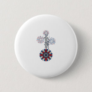 Patriotisches Amerika Blumen Feuerwerk Vintage Des Button