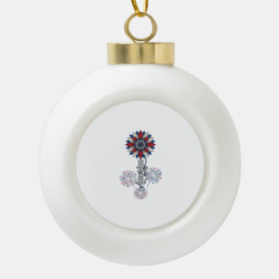 Patriotisches Amerika Blumen Feuerwerk Vintage Des Keramik Kugel-Ornament