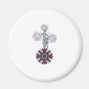 Patriotisches Amerika Blumen Feuerwerk Vintage Des Magnet
