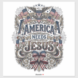 Patriotisches Amerika braucht Jesus Vintage T-Shir Aufkleber
