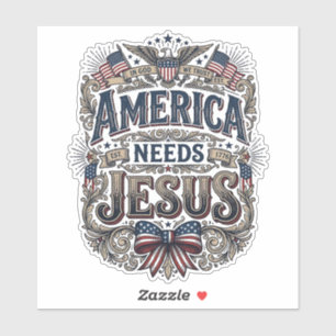 Patriotisches Amerika braucht Jesus Vintage T-Shir Aufkleber