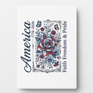 Patriotisches Amerika Florales Vintage-Shirt-Desig Fotoplatte