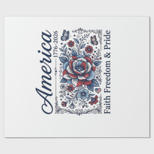 Patriotisches Amerika Florales Vintage-Shirt-Desig Geschenkpapier