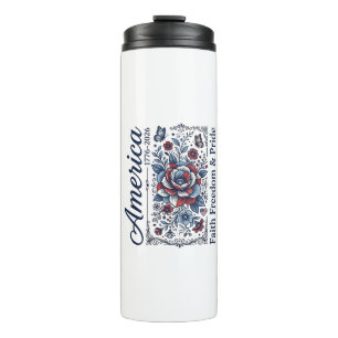 Patriotisches Amerika Florales Vintage-Shirt-Desig Thermosbecher