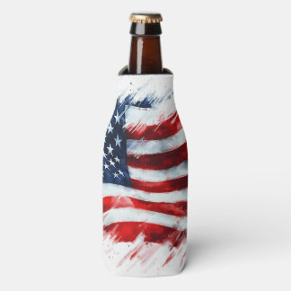 Patriotisches amerikanisches Flaggen-Pinselstrich- Flaschenkühler