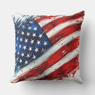 Patriotisches amerikanisches Flaggen-Pinselstrich- Kissen