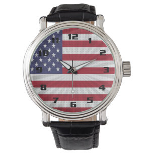 Patriotisches amerikanisches Flaggen-Sonderdesign Armbanduhr