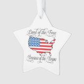 Patriotisches amerikanisches Flaggenland der freie Ornament (Vorderseite)