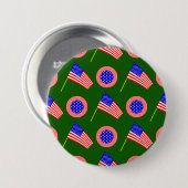 Patriotisches amerikanisches Flaggenmuster auf grü Button (Vorne & Hinten)