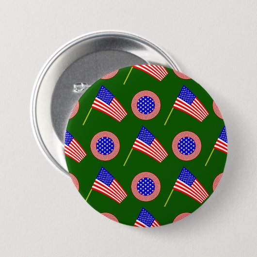 Patriotisches amerikanisches Flaggenmuster auf grü Button (Vorne & Hinten)