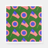 Patriotisches amerikanisches Flaggenmuster auf grü Serviette (Vorderseite)