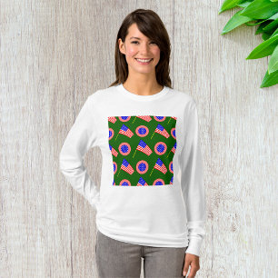 Patriotisches amerikanisches Flaggenmuster auf grü T-Shirt