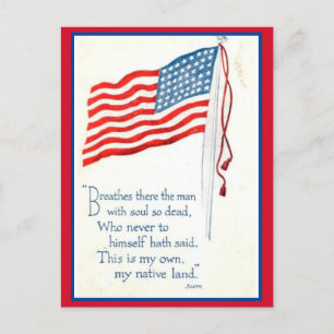 Patriotisches amerikanisches Flaggenzitat Feiertagspostkarte