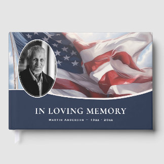 Patriotisches amerikanisches Foto zur Beerdigung v Gästebuch