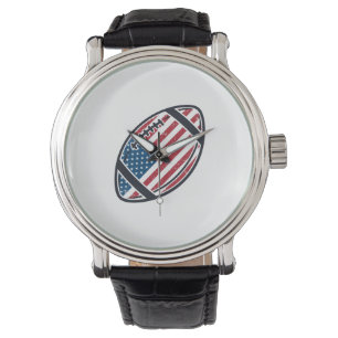 Patriotisches amerikanisches Fußball-Vintage-Vekto Armbanduhr