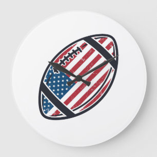 Patriotisches amerikanisches Fußball-Vintage-Vekto Große Wanduhr